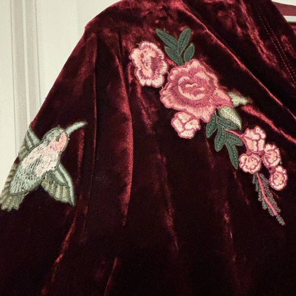 Embroidered Maroon/Burgandy Velvet Jacket - Picture 4 of 12